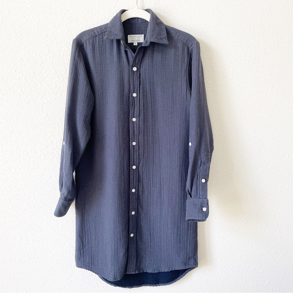 Emily Phillips Navy Cotton Mini Girlfriend Dress Size 3 / Small Minimalist
